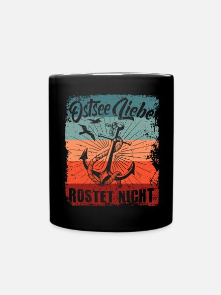 Ostseeliebe - Retro - Anker - Used Look - Tasse einfarbig - Schwarz