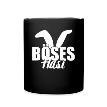 Böses Hasi Hasenohren mit bösem Hasen - Tasse einfarbig - Schwarz - Vorne