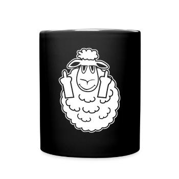 Schäfchen Schafe Mittelfinger Schaf - Tasse einfarbig - Schwarz - Vorne