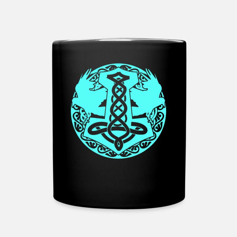 Raben Wikinger Krähen Schmuck Rabe - Tasse einfarbig - Schwarz