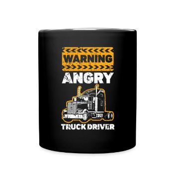 Warnung wütender LKW-Fahrer Anhänger LKW-Fahrer - Tasse einfarbig - Schwarz - Vorne