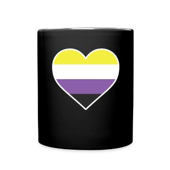 LGBT-Herz - LGBTQIA Non Binary - Tasse einfarbig - Schwarz - Vorne