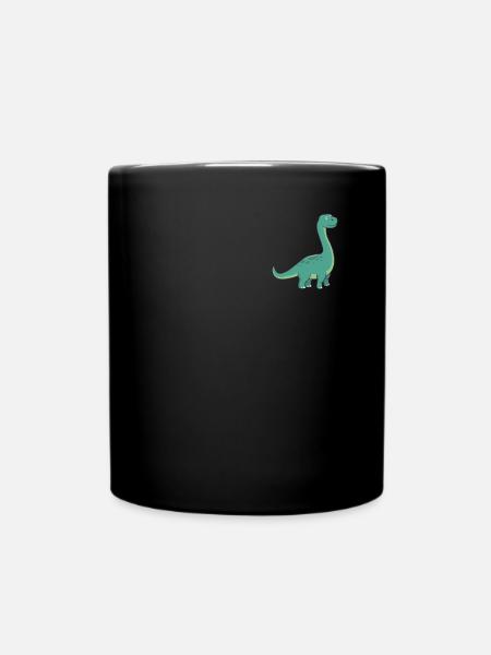 Abzeichen - Niedlicher Dinosaurier Brontosaurus - Tasse einfarbig - Schwarz