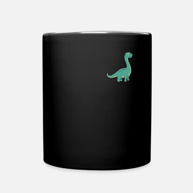 Abzeichen - Niedlicher Dinosaurier Brontosaurus - Tasse einfarbig - Schwarz
