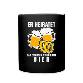 Junggesellenabschied Bier Trauzeuge - Tasse einfarbig - Schwarz - Vorne