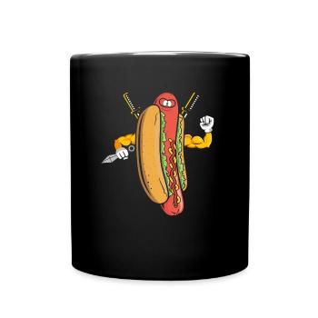 Hot Dog Ninja Karate Warrior Japan Geschenk - Tasse einfarbig - Schwarz - Vorne