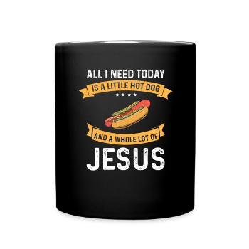 Jesus and Hot Dog God Christ Christian - Full Colour Mug - black - Front