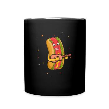 Guitarist Guitar Hot Dog Musician Guitar Hotdog - Full Colour Mug - black - Front