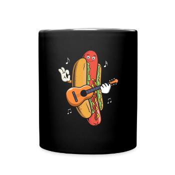 Guitarist Guitar Hot Dog Musician Guitar Hotdog - Full Colour Mug - black - Front