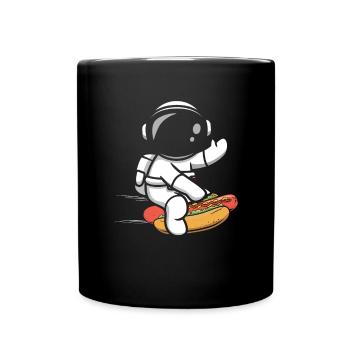 Hot Dog Fast Food Astronaut Astronomy - Full Colour Mug - black - Front