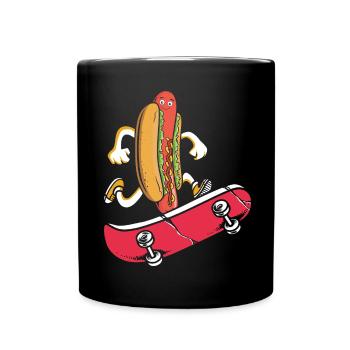 Hot Dog Skateboarder Skateboard skateboarding skateboard - Full Colour Mug - black - Front