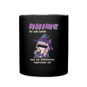 Anime ist wie Latein - Tasse einfarbig - Schwarz - Vorne