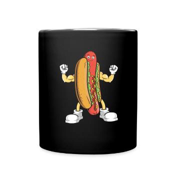 Hot Dog Bodybuilding Fitness Gym Gift - Full Colour Mug - black - Front