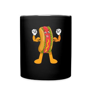 Hot Dog Bodybuilding Fitness Gym Gift - Full Colour Mug - black - Front