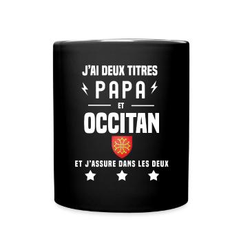 j'ai deux titres papa et occitan homme drapeau - Mug uni - noir - Devant
