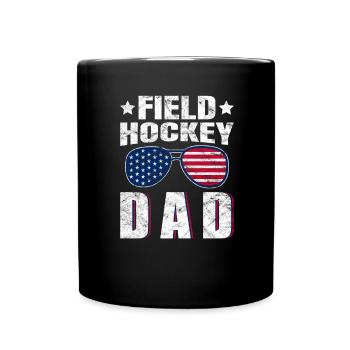Retro Hockey - Feldhockey Papa - Tasse einfarbig - Schwarz - Vorne