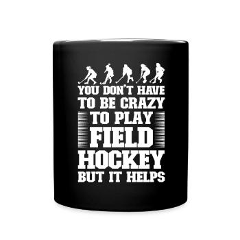 Verrücktes Feldhockey-Mädchen - Tasse einfarbig - Schwarz - Vorne