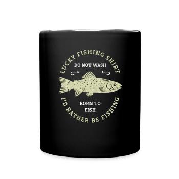 Das ist mein Glücks Shirt Angler Fischerspruch - Tasse einfarbig - Schwarz - Vorne