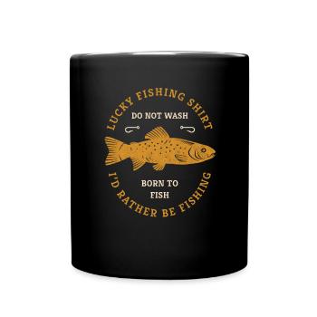 Das ist mein Glücks Shirt Angler Fischerspruch - Tasse einfarbig - Schwarz - Vorne