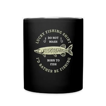 Das ist mein Glücks Shirt Angler Fischerspruch - Tasse einfarbig - Schwarz - Vorne
