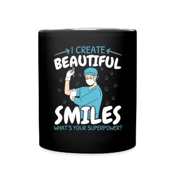 Ich erschaffe ein schönes Lächeln Was ist deine Su - Tasse einfarbig - Schwarz - Vorne