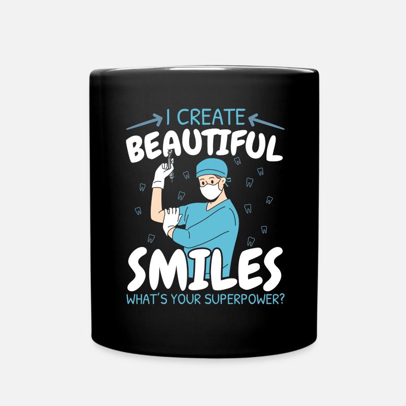 Ich erschaffe ein schönes Lächeln Was ist deine Su - Tasse einfarbig - Schwarz