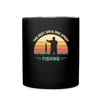 Die besten Tage sind zum Fischen da Angler spruch - Tasse einfarbig - Schwarz - Vorne
