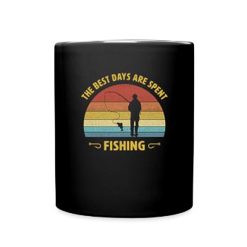 Die besten Tage sind zum Fischen da Angler spruch - Tasse einfarbig - Schwarz - Vorne