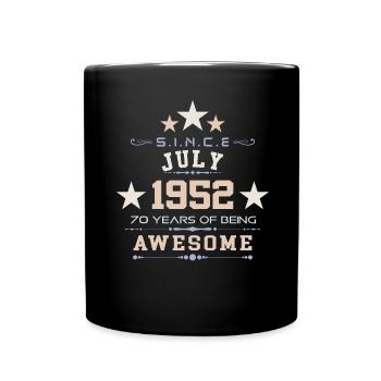 Juillet 1952 - Cadeau du 70e anniversaire. Génial. - Mug uni - noir - Devant