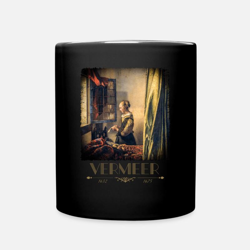 Jan vermeer Briefleserin Gemälde Coole Kunst - Tasse einfarbig - Schwarz