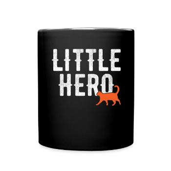 Little Hero - Cute Animal Cat - Full Colour Mug - black - Front