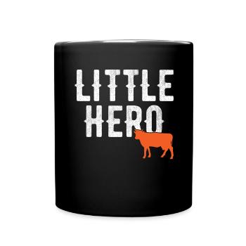 Little Hero - Cute Animal Cow - Full Colour Mug - black - Front