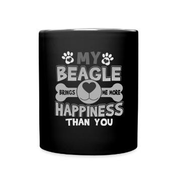 Mon Beagle apporte plus de bonheur que toi Beagle - Mug uni - noir - Devant