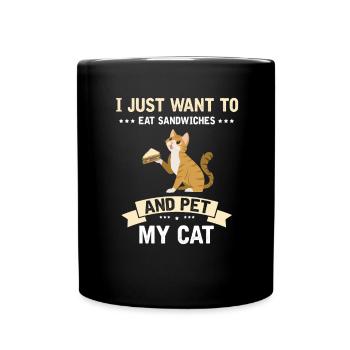 Sandwich et chats Love Cat Lovers Cadeau - Mug uni - noir - Devant
