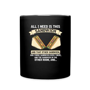 Day and Night Sandwich Food Gift FastFood - Full Colour Mug - black - Front