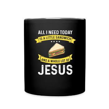 Jésus et Sandwich Dieu Christ chrétien - Mug uni - noir - Devant