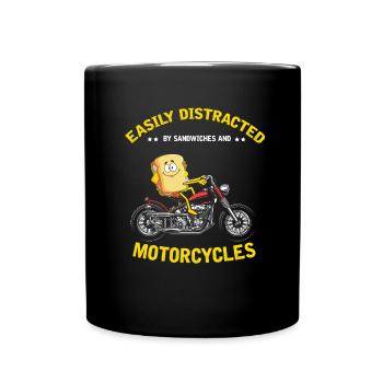 Sandwich motorcycle motorcyclist biker gift - Full Colour Mug - black - Front
