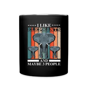 I like elephants and maybe 3 people zookeeper - Full Colour Mug - black - Front