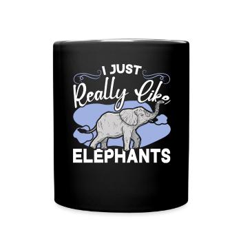 I just really like elephants animal safari - Full Colour Mug - black - Front