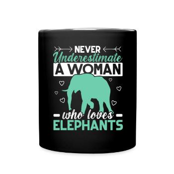 A woman who loves elephants Wildlife Animal Saf - Full Colour Mug - black - Front