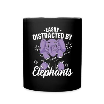 Facilement distrait par Elephant Wildlife Animal - Mug uni - noir - Devant