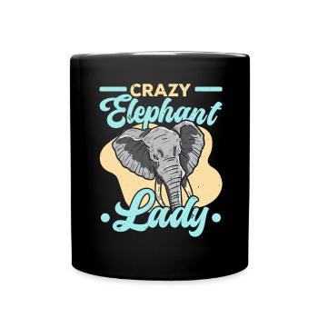 Crazy Elephant Lady Wildlife Safari Zookeeper - Full Colour Mug - black - Front