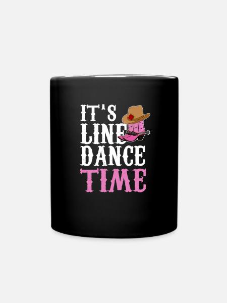 It's Line Dance Time Line Dancing Country Music - Full Colour Mug - black