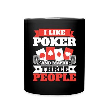 I like poker and maybe three people casino - Full Colour Mug - black - Front