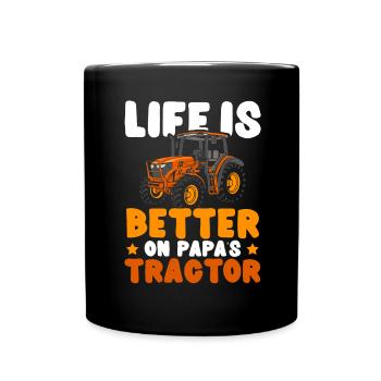La vie est meilleure à la ferme de tracteurs de papa L - Mug uni - noir - Devant