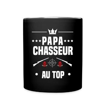 papa chasseur sanglier au top cadeau papa chasse - Mug uni - noir - Devant