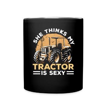 Elle pense que mon tracteur n’est qu’un agriculteur Landw - Mug uni - noir - Devant