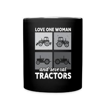 Love a woman and several tractors Farm La - Full Colour Mug - black - Front