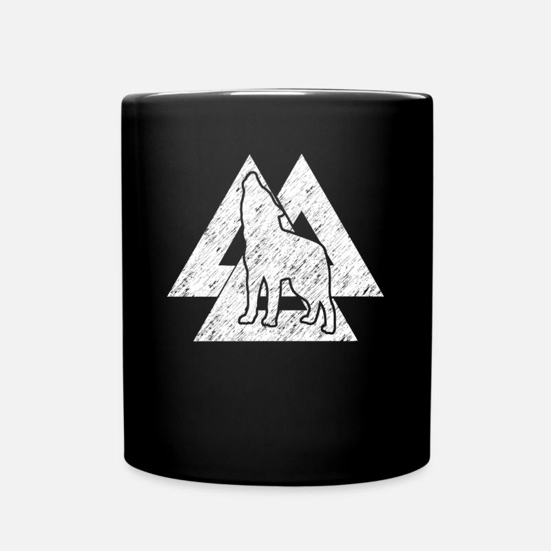 Wolf Odins Wotansknoten Wikinger Wölfe - Tasse einfarbig - Schwarz