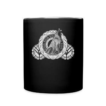 Wolf Odin's Wolves Odhin Viking Shield - Full Colour Mug - black - Front